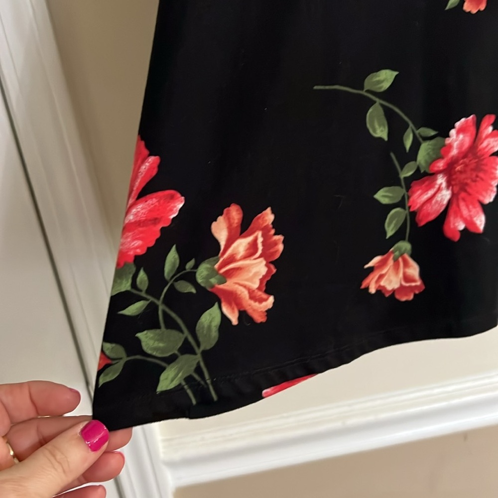 BYE & BYE Black/Dark Pink/Hot Pink/Green Floral Long Sleeve Dress, Medium, GUC. - Picture 7 of 10